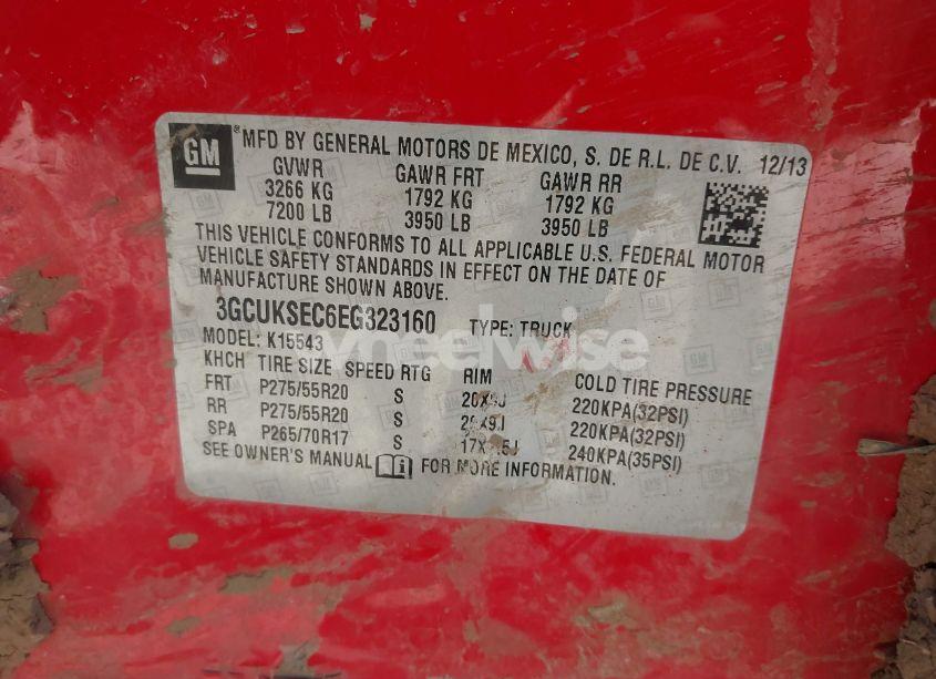 Photo 9 of 2014 Chevrolet Silverado 1500 1LZ (VIN 3GCUKSEC6EG323160)