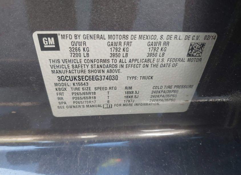 Photo 9 of 2014 Chevrolet Silverado 1500 LTZ (VIN 3GCUKSEC6EG374030)