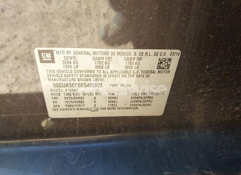 Photo 9 of 2014 Chevrolet Silverado 1500 2LZ (VIN 3GCUKSEC6EG420603)