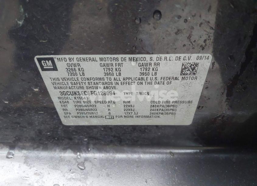 Photo 9 of 2015 Chevrolet Silverado 1500 1LZ (VIN 3GCUKSEC6FG128094)