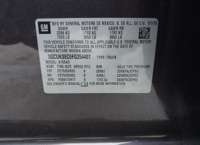 Photo 9 of 2015 Chevrolet Silverado 1500 1LZ (VIN 3GCUKSEC6FG254407)