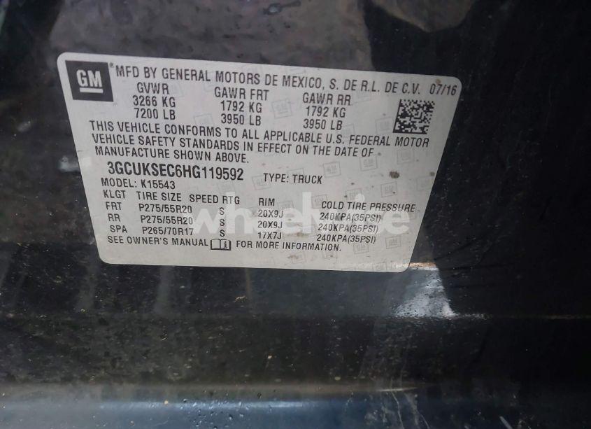 Photo 9 of 2017 Chevrolet Silverado 1500 2LZ (VIN 3GCUKSEC6HG119592)