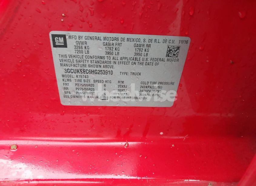 Photo 9 of 2017 Chevrolet Silverado 1500 1LZ (VIN 3GCUKSEC6HG253910)