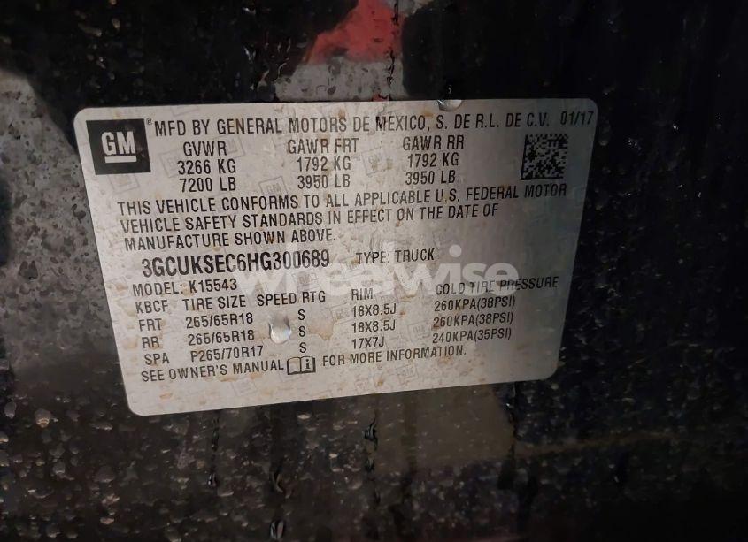 Photo 9 of 2017 Chevrolet Silverado 1500 2LZ (VIN 3GCUKSEC6HG300689)