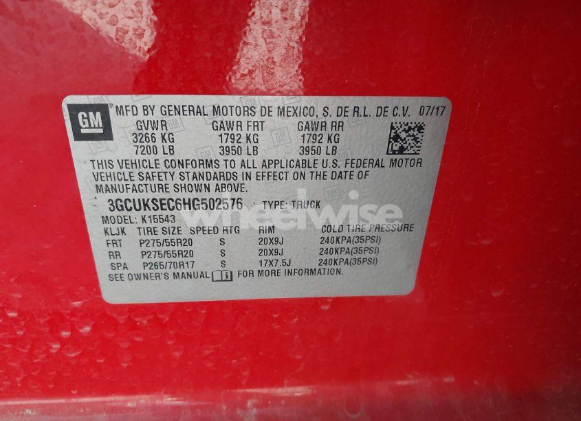 Photo 9 of 2017 Chevrolet Silverado K1500 LTZ (VIN 3GCUKSEC6HG502576)