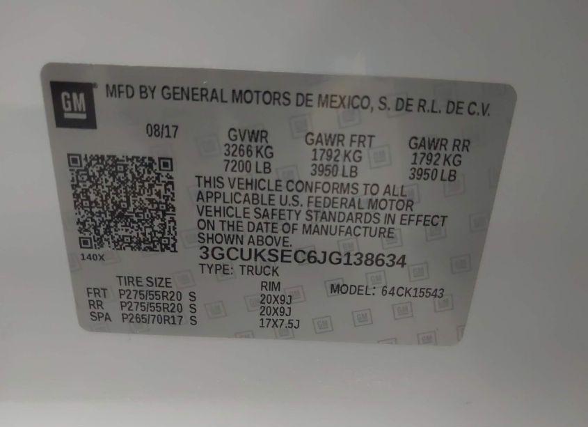 Photo 9 of 2018 Chevrolet Silverado 1500 1LZ (VIN 3GCUKSEC6JG138634)