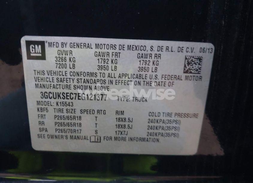 Photo 9 of 2014 Chevrolet Silverado 1500 2LZ (VIN 3GCUKSEC7EG121377)