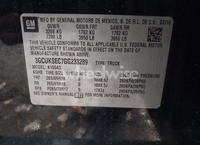 Photo 9 of 2016 Chevrolet Silverado 1500 2LZ (VIN 3GCUKSEC7GG233289)