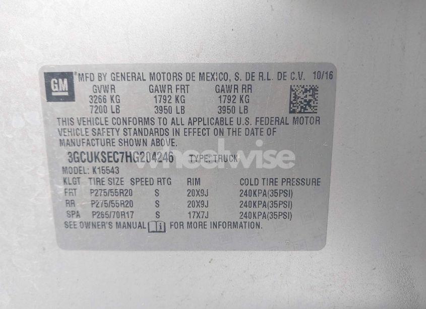 Photo 9 of 2017 Chevrolet Silverado 1500 2LZ (VIN 3GCUKSEC7HG204246)