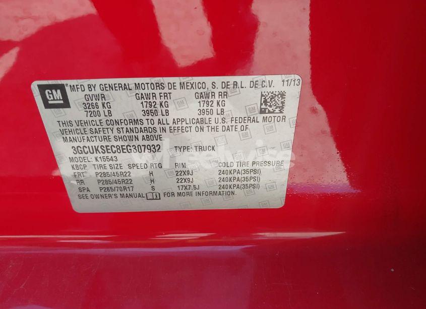 Photo 9 of 2014 Chevrolet Silverado 1500 1LZ (VIN 3GCUKSEC8EG307932)