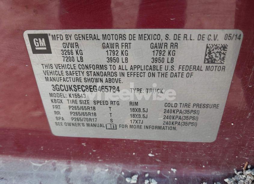 Photo 9 of 2014 Chevrolet Silverado 1500 1LZ (VIN 3GCUKSEC8EG465784)