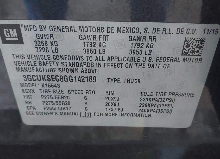 Photo 9 of 2016 Chevrolet Silverado 1500 1LZ (VIN 3GCUKSEC8GG142189)