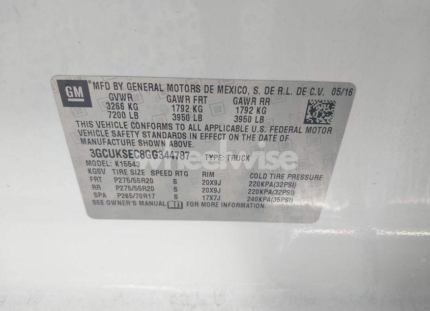 Photo 9 of 2016 Chevrolet Silverado 1500 2LZ (VIN 3GCUKSEC8GG344787)
