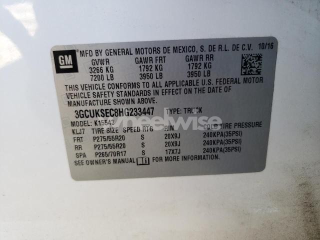 Photo 2 of 2017 CHEVROLET SILVERADO K1500 LTZ (VIN 3GCUKSEC8HG233447)