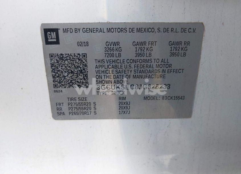 Photo 9 of 2018 Chevrolet Silverado 1500 2LZ (VIN 3GCUKSEC8JG326233)