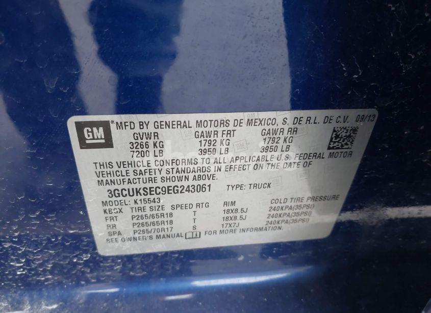 Photo 9 of 2014 Chevrolet Silverado 1500 1LZ (VIN 3GCUKSEC9EG243061)