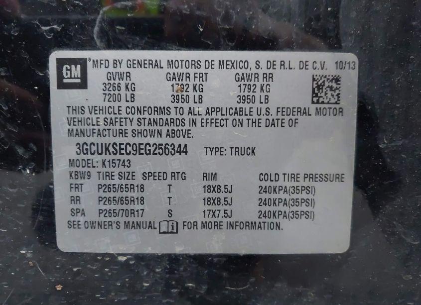 Photo 9 of 2014 Chevrolet Silverado 1500 1LZ (VIN 3GCUKSEC9EG256344)