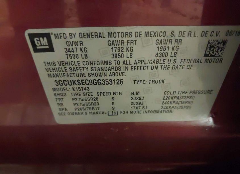 Photo 9 of 2016 Chevrolet Silverado 1500 1LZ (VIN 3GCUKSEC9GG353126)