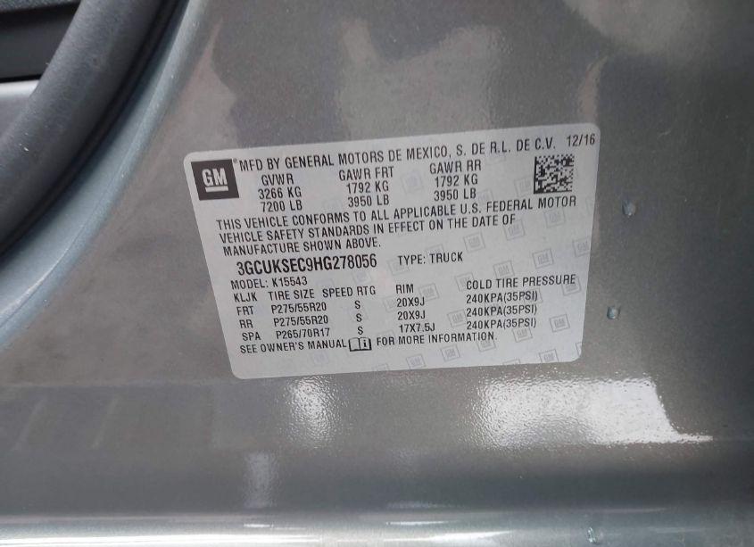 Photo 9 of 2017 Chevrolet Silverado 1500 1LZ (VIN 3GCUKSEC9HG278056)