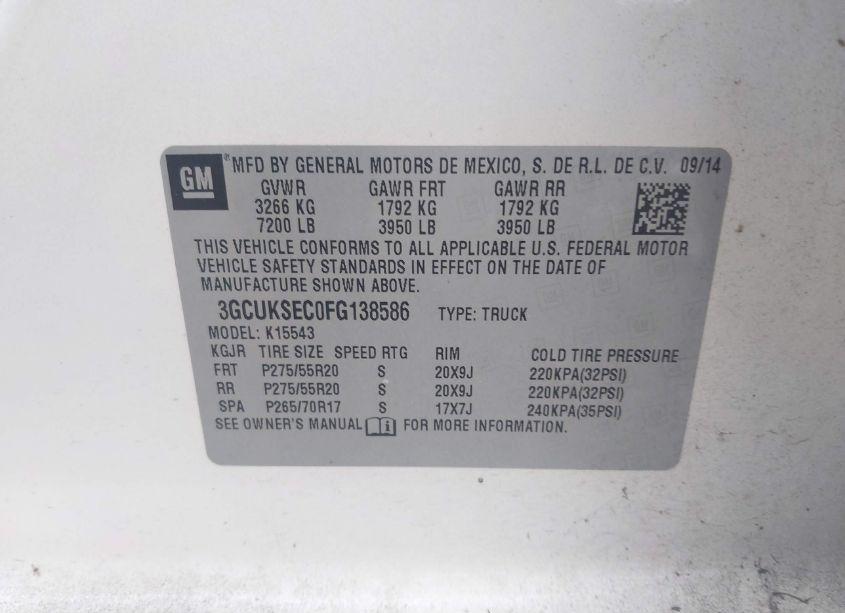 Photo 9 of 2015 Chevrolet Silverado 1500 2LZ (VIN 3GCUKSECOFG138586)