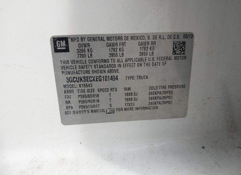 Photo 9 of 2014 Chevrolet Silverado 1500 2LZ (VIN 3GCUKSECXEG101494)