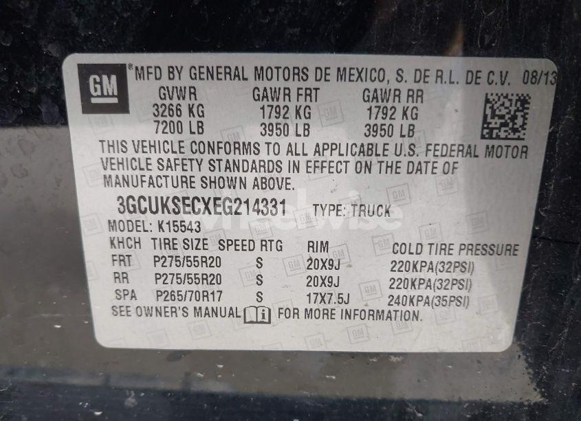 Photo 9 of 2014 Chevrolet Silverado 1500 1LZ (VIN 3GCUKSECXEG214331)