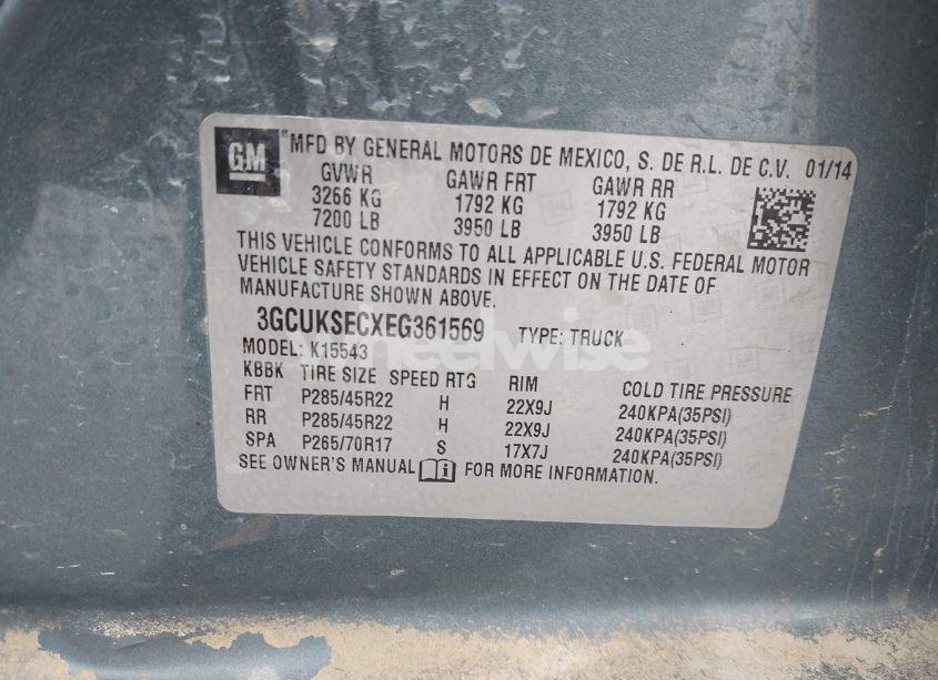 Photo 9 of 2014 Chevrolet Silverado 1500 2LZ (VIN 3GCUKSECXEG361569)