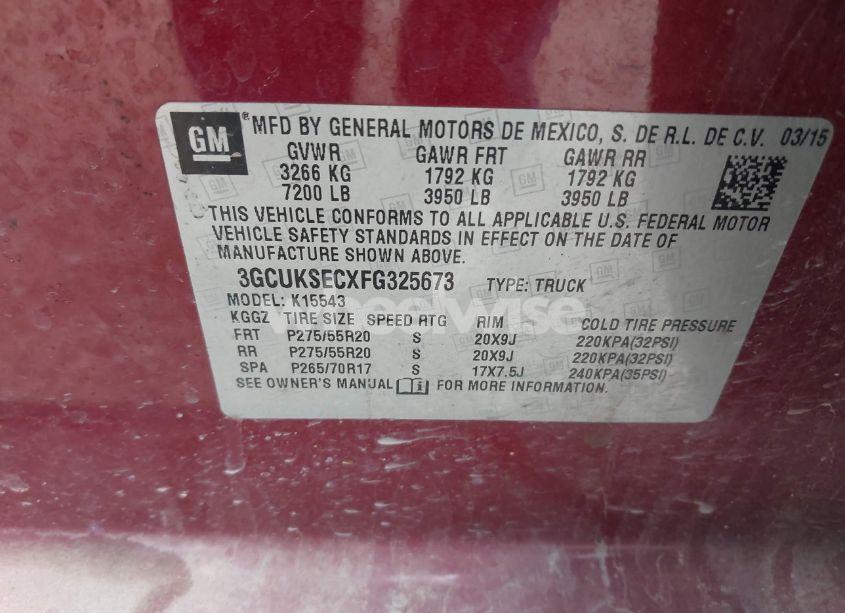 Photo 9 of 2015 Chevrolet Silverado 1500 1LZ (VIN 3GCUKSECXFG325673)