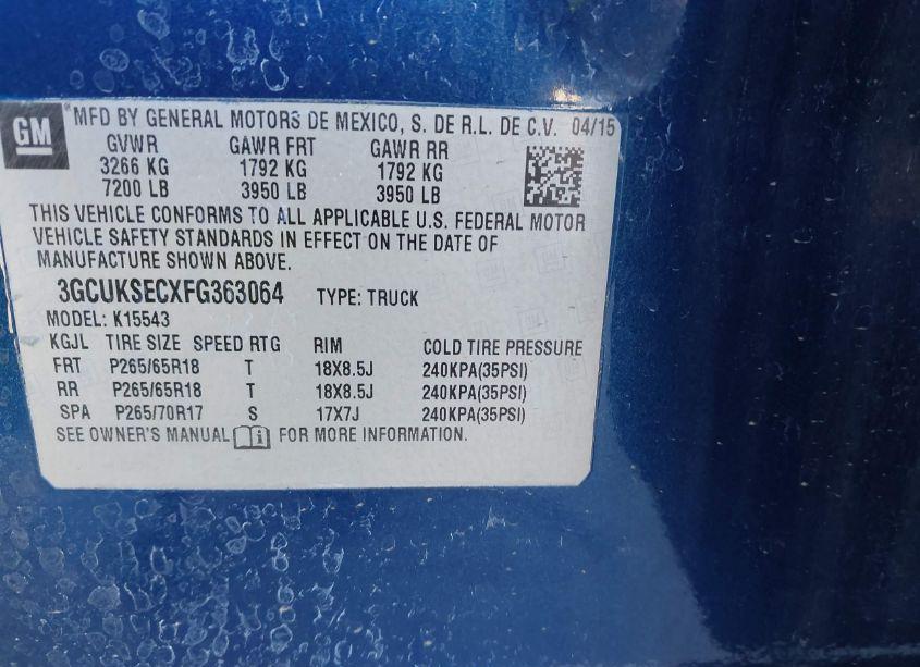 Photo 9 of 2015 Chevrolet Silverado 1500 2LZ (VIN 3GCUKSECXFG363064)
