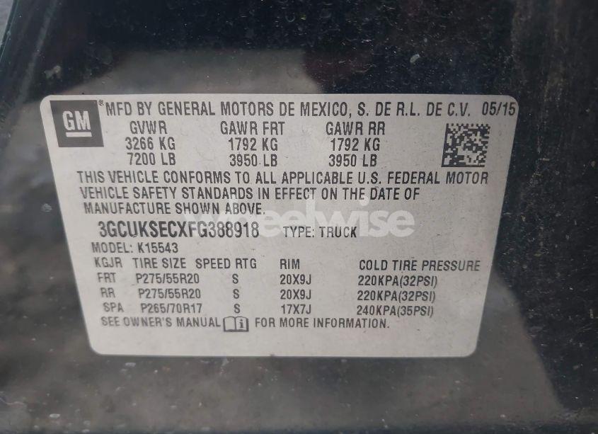 Photo 9 of 2015 Chevrolet Silverado 1500 2LZ (VIN 3GCUKSECXFG388918)