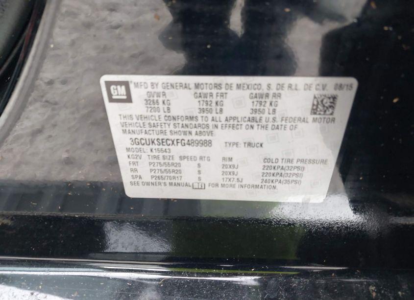 Photo 9 of 2015 Chevrolet Silverado 1500 1LZ (VIN 3GCUKSECXFG489988)