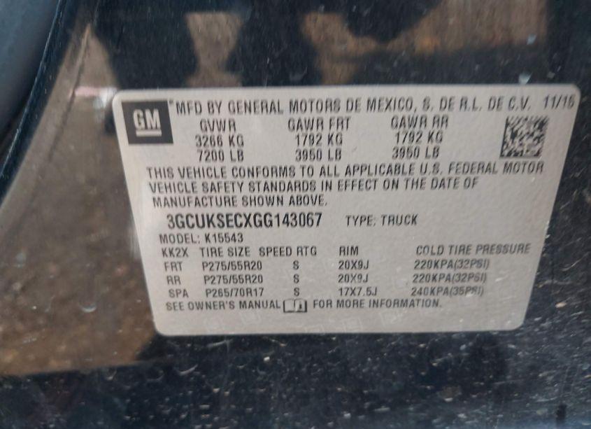 Photo 9 of 2016 Chevrolet Silverado 1500 1LZ (VIN 3GCUKSECXGG143067)