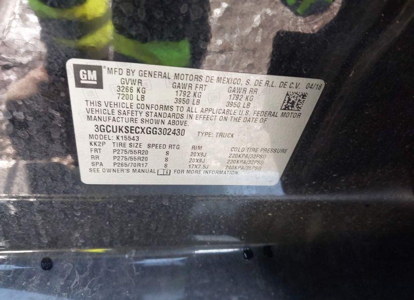 Photo 9 of 2016 Chevrolet Silverado 1500 1LZ (VIN 3GCUKSECXGG302430)