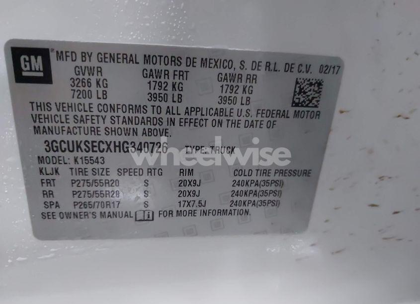 Photo 9 of 2017 Chevrolet Silverado 1500 1LZ (VIN 3GCUKSECXHG340726)