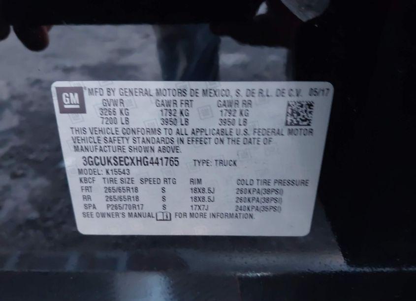 Photo 9 of 2017 Chevrolet Silverado 1500 2LZ (VIN 3GCUKSECXHG441765)