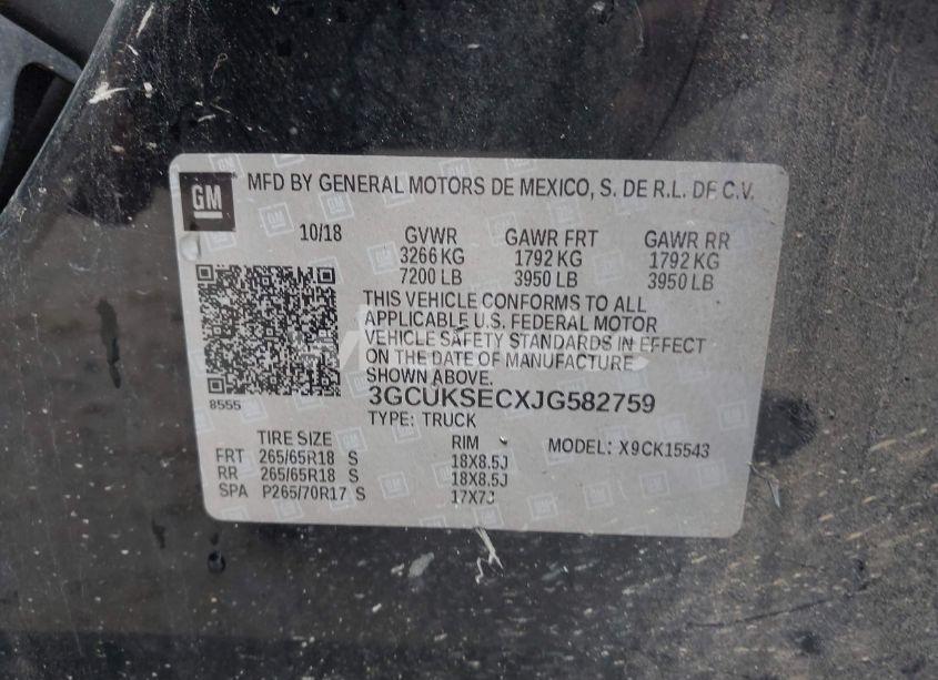 Photo 9 of 2018 Chevrolet Silverado 1500 2LZ (VIN 3GCUKSECXJG582759)