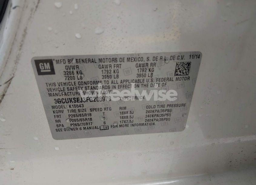 Photo 9 of 2015 Chevrolet Silverado 1500 2LZ (VIN 3GCUKSEJ3FG208970)