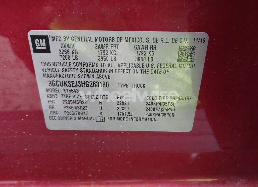 Photo 9 of 2017 Chevrolet Silverado 1500 2LZ (VIN 3GCUKSEJ3HG263180)