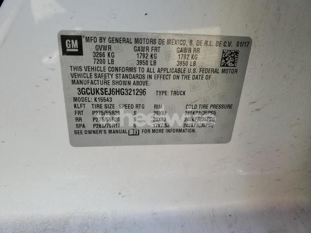 Photo 12 of 2017 CHEVROLET SILVERADO K1500 LTZ N/A (VIN 3GCUKSEJ6HG321296)