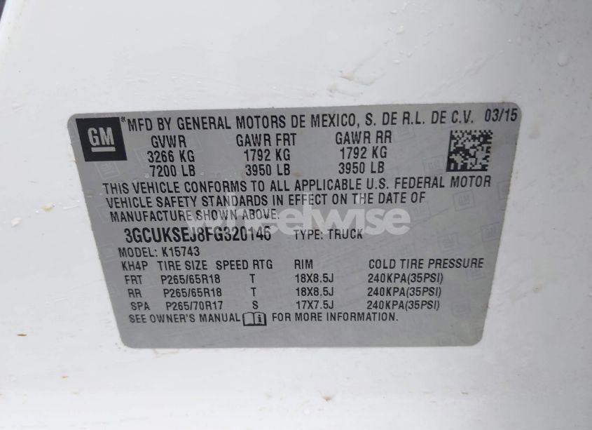 Photo 9 of 2015 Chevrolet Silverado 1500 1LZ (VIN 3GCUKSEJ8FG320146)