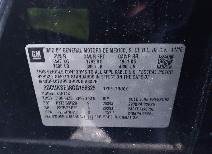 Photo 9 of 2016 Chevrolet Silverado 1500 1LZ (VIN 3GCUKSEJ8GG156625)