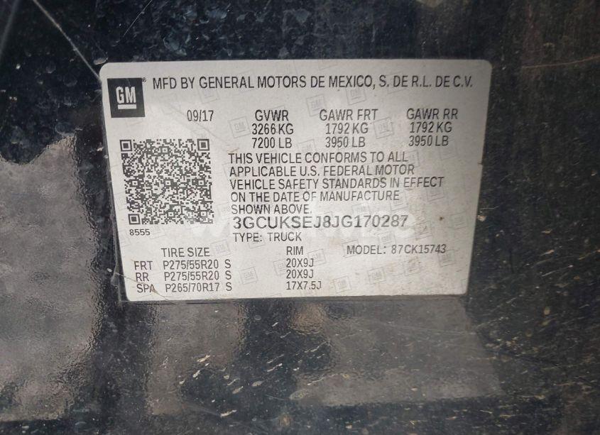 Photo 9 of 2018 Chevrolet Silverado 1500 2LZ (VIN 3GCUKSEJ8JG170287)