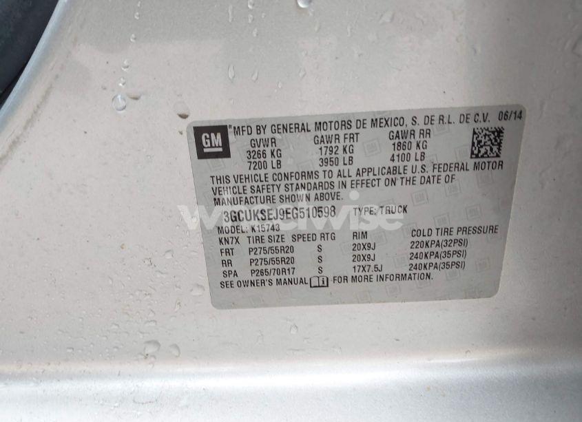 Photo 9 of 2014 Chevrolet Silverado 1500 1LZ (VIN 3GCUKSEJ9EG510598)