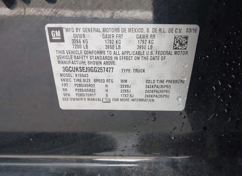 Photo 9 of 2016 Chevrolet Silverado 1500 2LZ (VIN 3GCUKSEJ9GG257477)