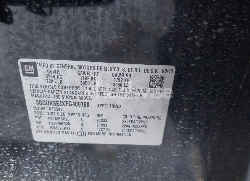 Photo 9 of 2015 Chevrolet Silverado 1500 1LZ (VIN 3GCUKSEJXFG489780)