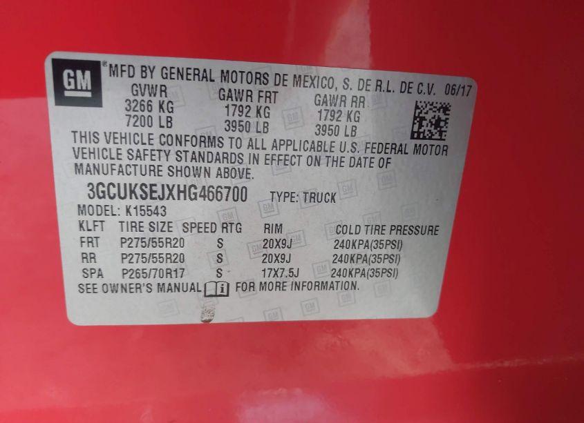 Photo 9 of 2017 Chevrolet Silverado 1500 2LZ (VIN 3GCUKSEJXHG466700)