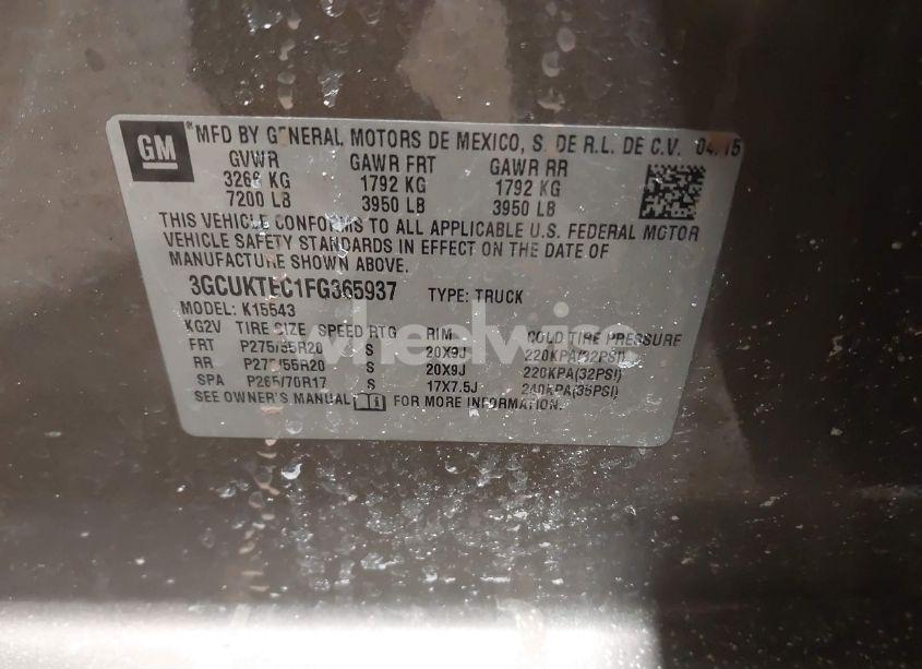 Photo 9 of 2015 Chevrolet Silverado 1500 HIGH COUNTRY (VIN 3GCUKTEC1FG365937)