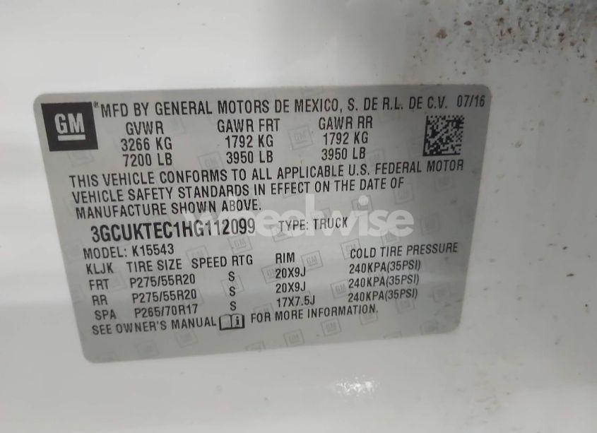 Photo 9 of 2017 Chevrolet Silverado 1500 HIGH COUNTRY (VIN 3GCUKTEC1HG112099)