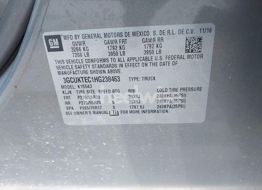 Photo 9 of 2017 Chevrolet Silverado 1500 HIGH COUNTRY (VIN 3GCUKTEC1HG238463)