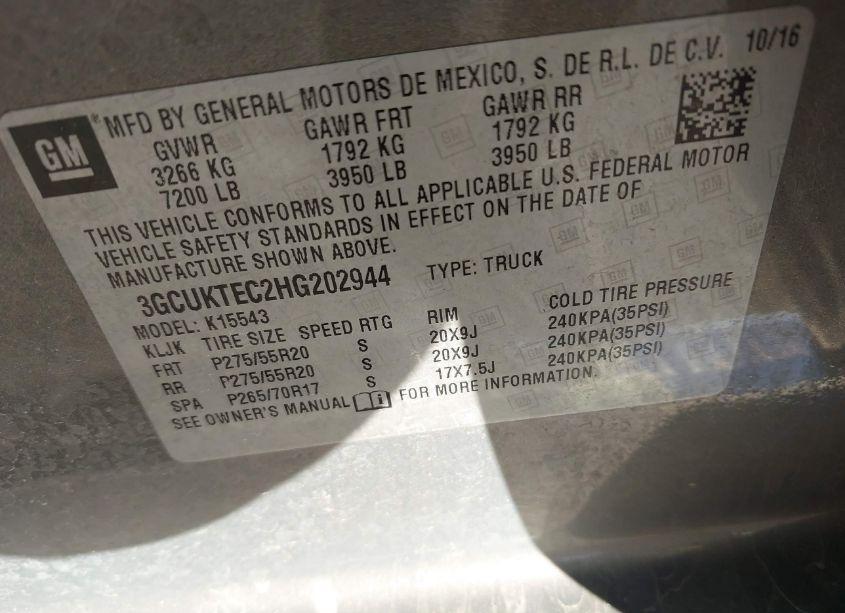 Photo 9 of 2017 Chevrolet Silverado 1500 HIGH COUNTRY (VIN 3GCUKTEC2HG202944)